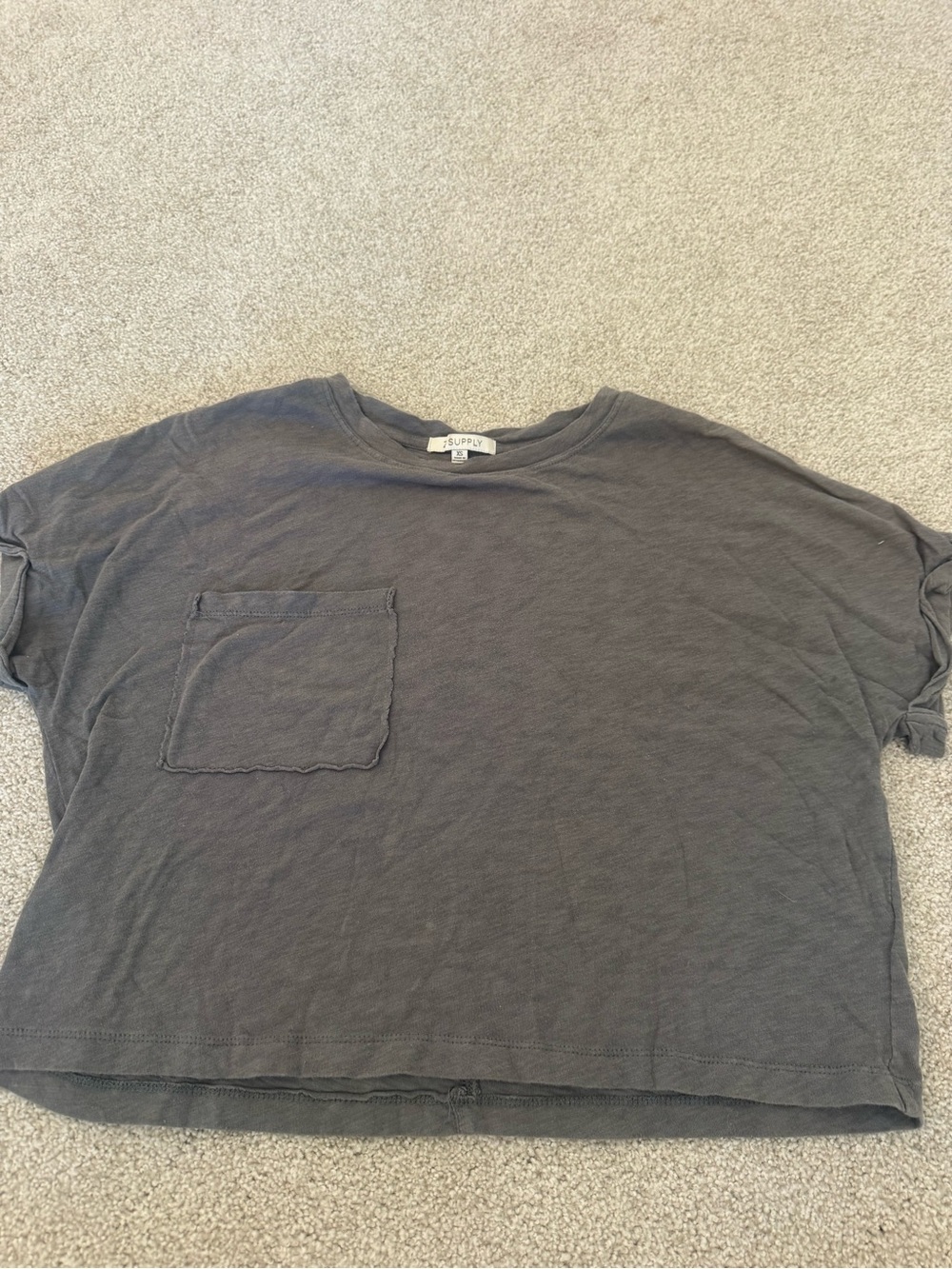Z Supply Cropped Pocket Tee Gray XS